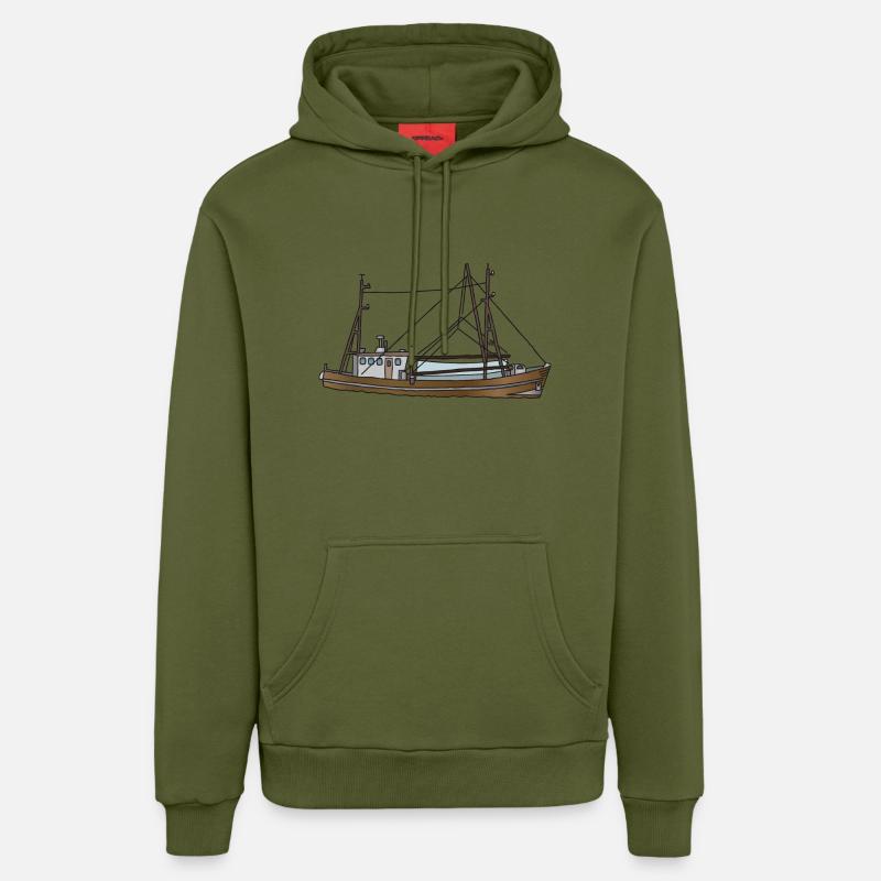 Bateau de pêche c - Sweat à capuche bio décontracté fabriqué en UE - MOSS GREEN