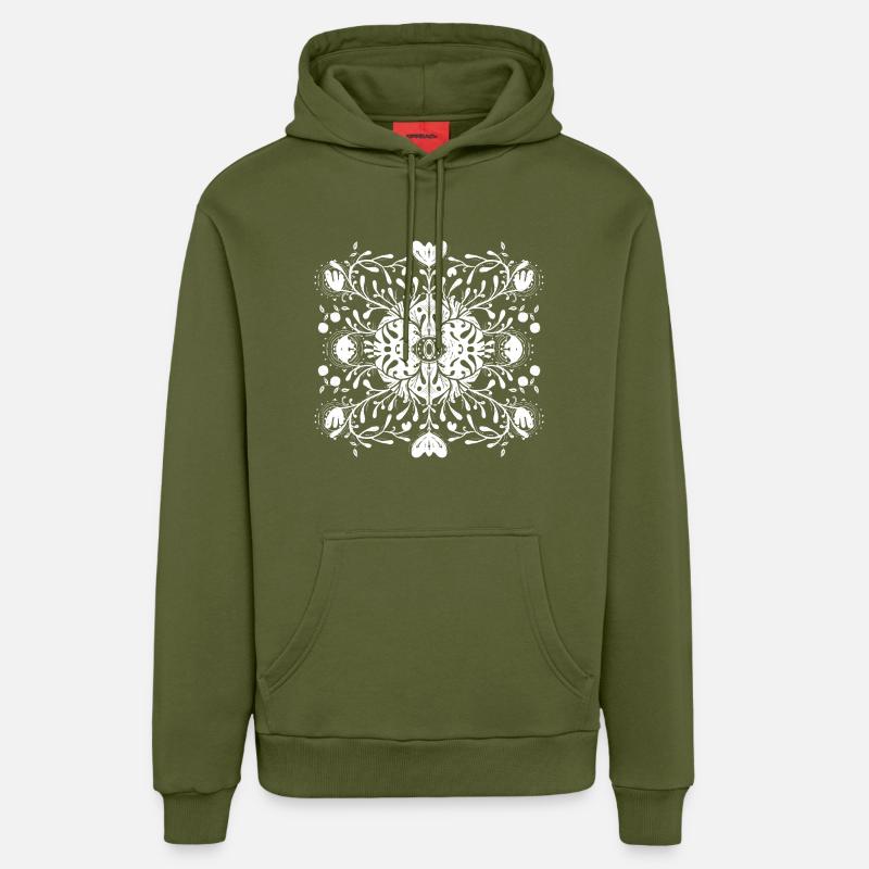 Modèle folklorique - Sweat à capuche bio décontracté fabriqué en UE - MOSS GREEN