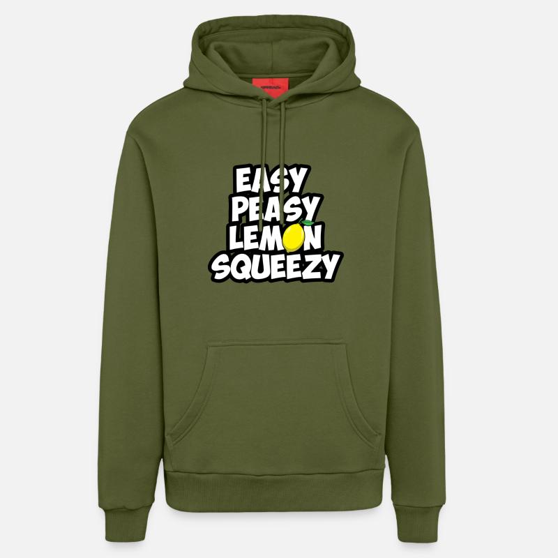 peasy facile squeezy de citron - Sweat à capuche bio décontracté fabriqué en UE - MOSS GREEN