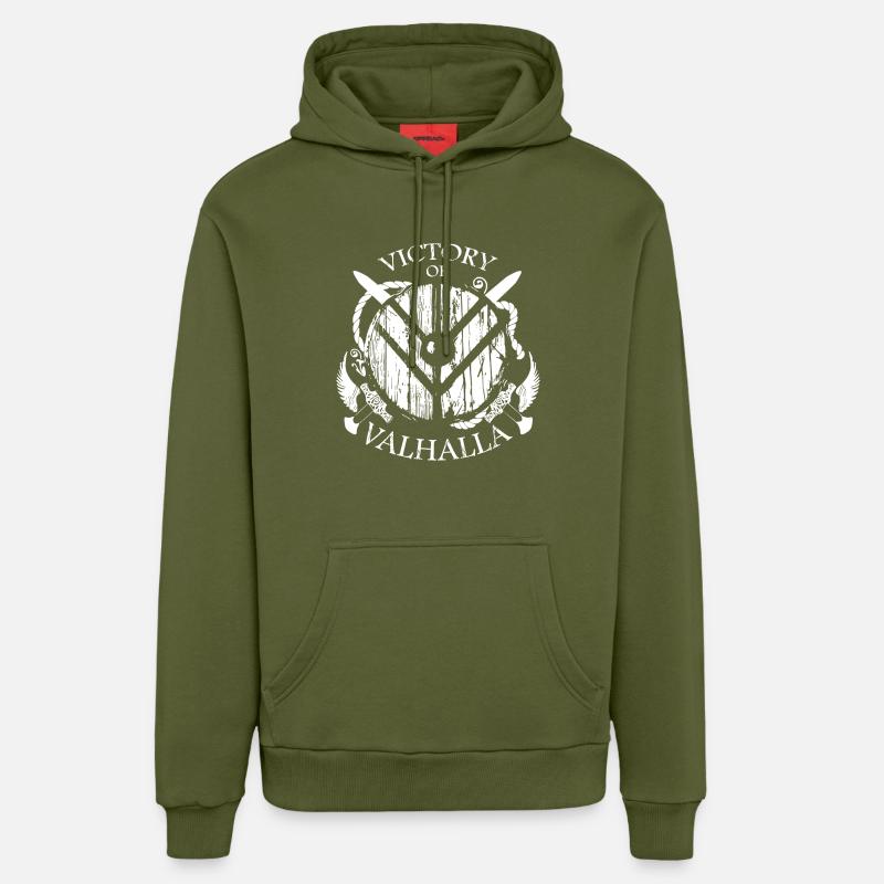 Viking Valhalla ou - Sweat à capuche bio décontracté fabriqué en UE - MOSS GREEN
