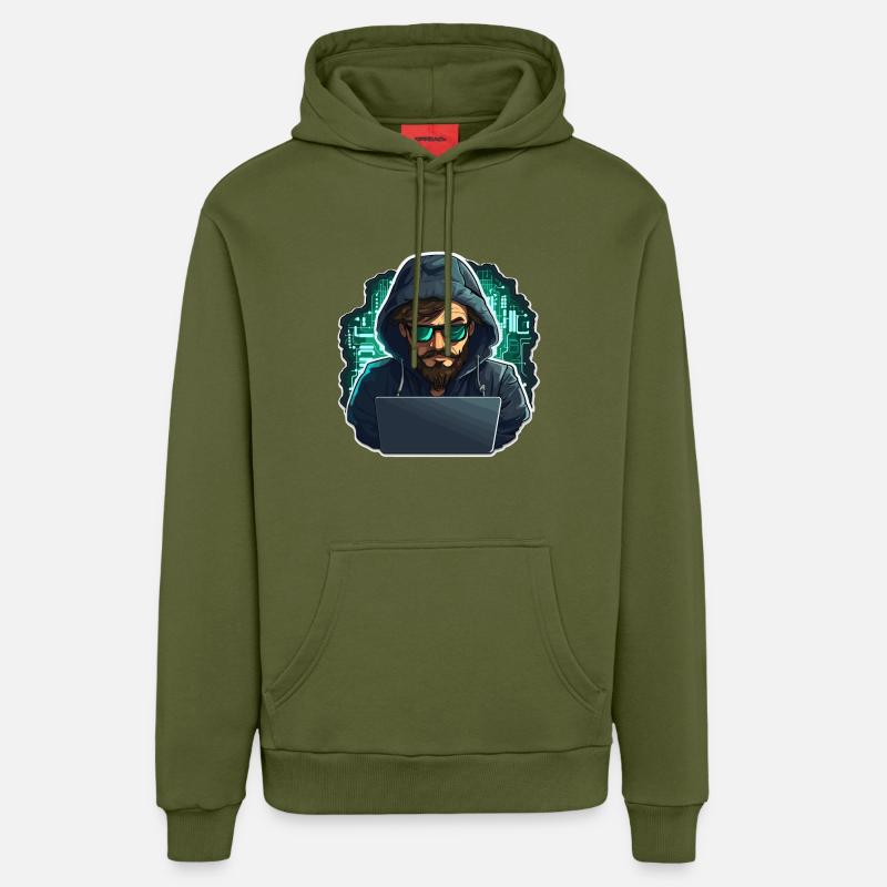 Hacker éthique - Illustration - Sweat à capuche bio décontracté fabriqué en UE - MOSS GREEN