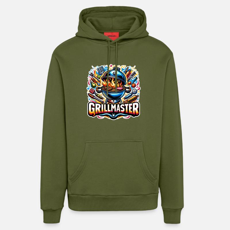 GrillMaster - Illustration de gril - Sweat à capuche bio décontracté fabriqué en UE - MOSS GREEN