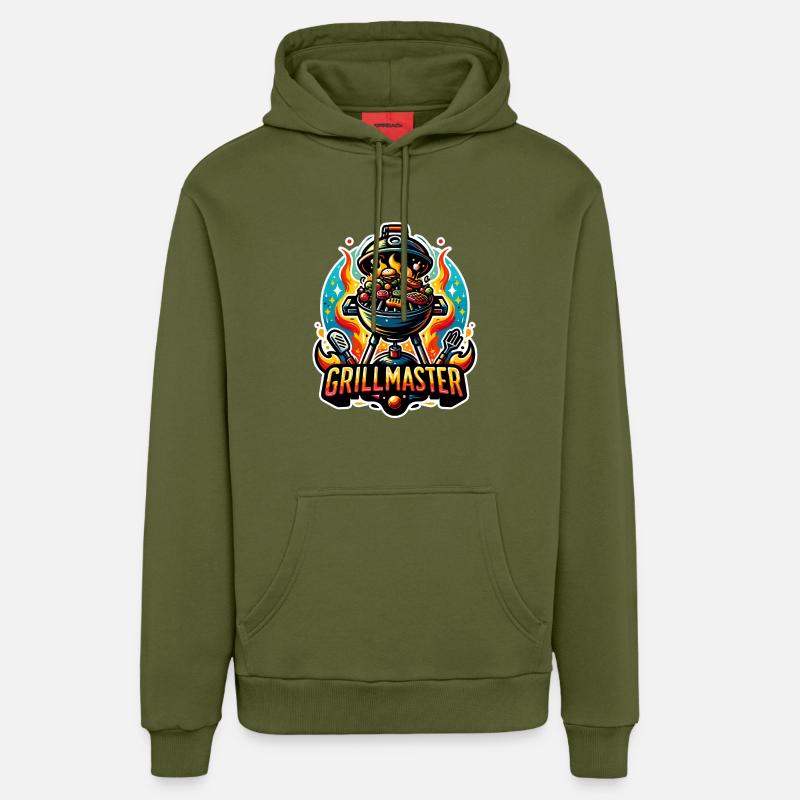 GrillMaster - Illustration de gril - Sweat à capuche bio décontracté fabriqué en UE - MOSS GREEN