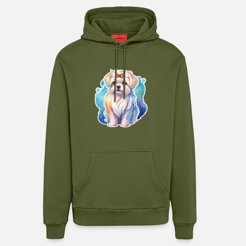 Aquarelles de Malteser - Sweat à capuche bio décontracté fabriqué en UE - MOSS GREEN