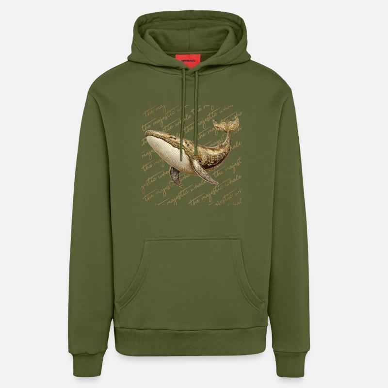 Baleine dorée - Sweat à capuche bio décontracté fabriqué en UE - MOSS GREEN