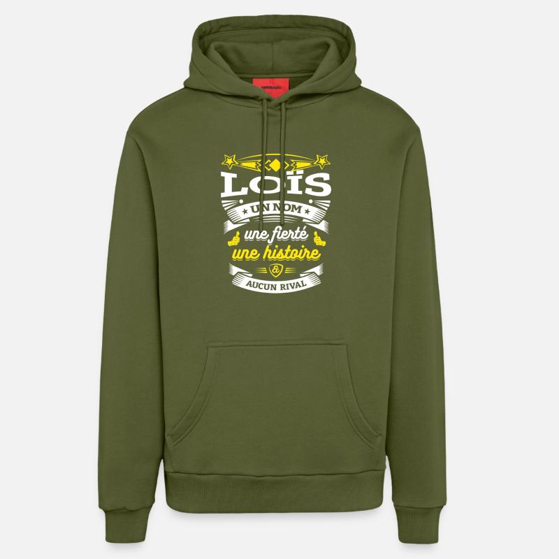 LOÏS PARFAIT - PRENOM LOÏS - Sweat à capuche bio décontracté fabriqué en UE - MOSS GREEN