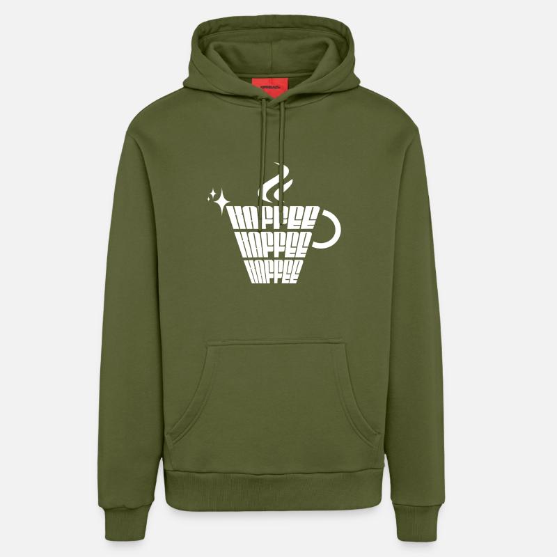 Café Café Café - Sweat à capuche bio décontracté fabriqué en UE - MOSS GREEN