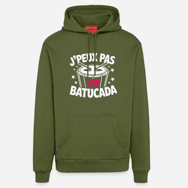 J’peux pas, j’ai Batucada - Sweat à capuche bio décontracté fabriqué en UE - MOSS GREEN