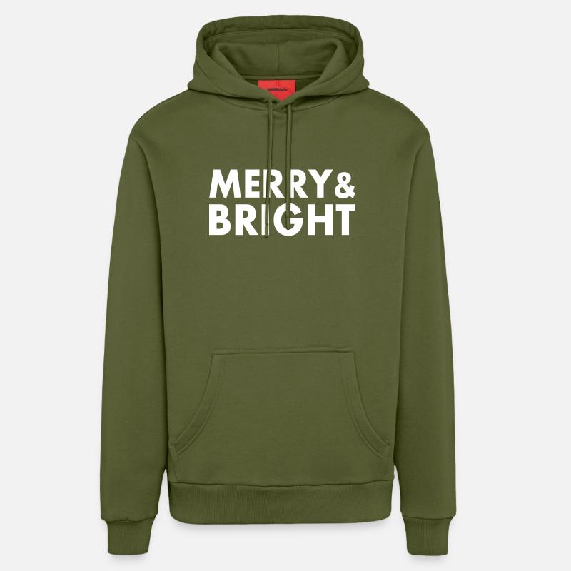 Merry and bright - Sweat à capuche bio décontracté fabriqué en UE - MOSS GREEN