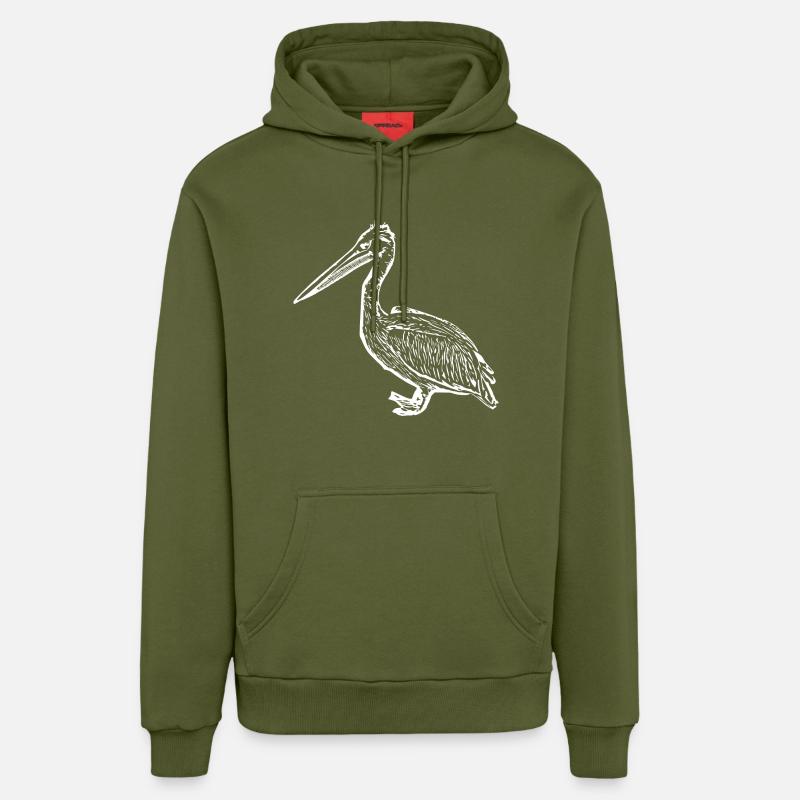 Pélicans Oiseaux Oiseaux Pelecanus - Sweat à capuche bio décontracté fabriqué en UE - MOSS GREEN