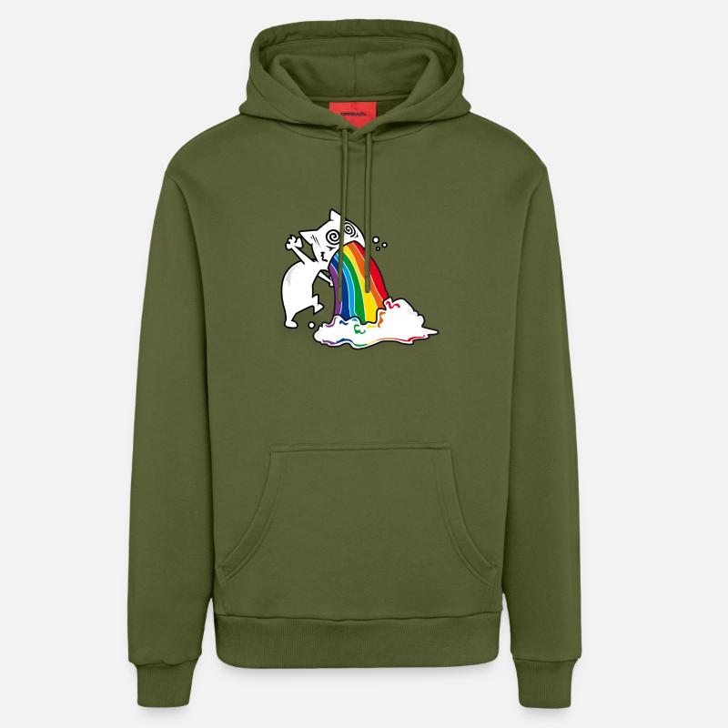 Regenbogenkotze chat - Sweat à capuche bio décontracté fabriqué en UE - MOSS GREEN