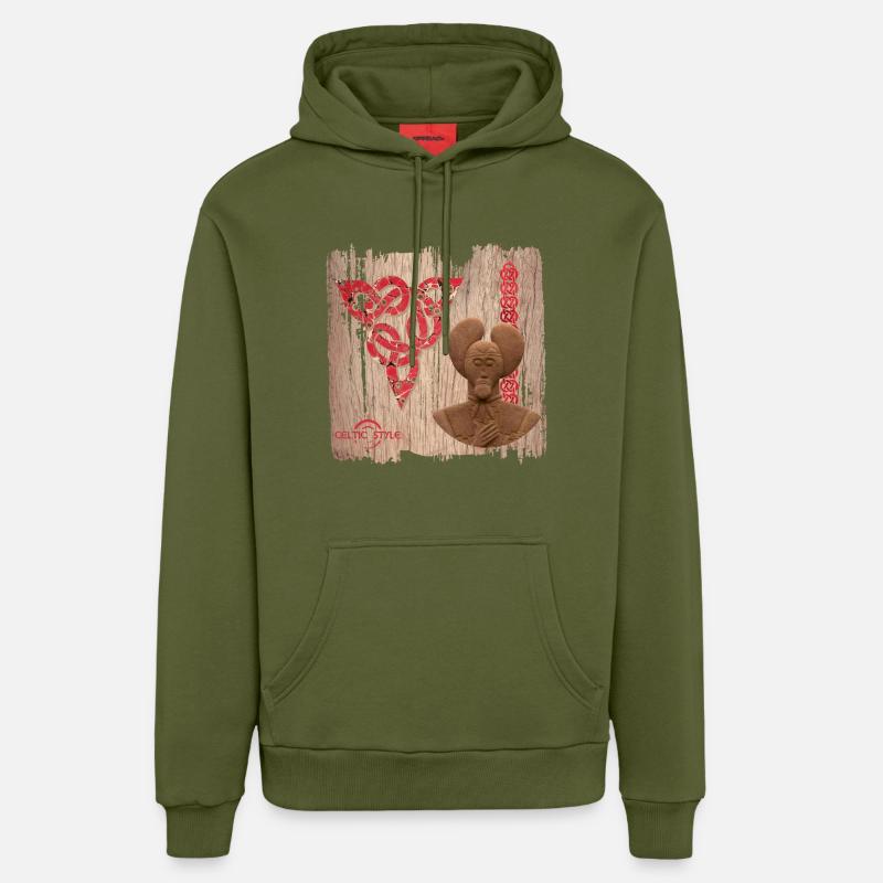 Celtes 8 - Sweat à capuche bio décontracté fabriqué en UE - MOSS GREEN
