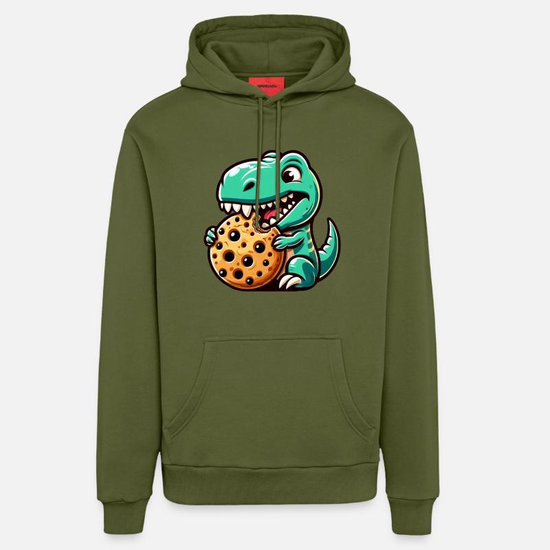 Mignon Dino T-Rex Fun - Sweat à capuche bio décontracté fabriqué en UE - MOSS GREEN