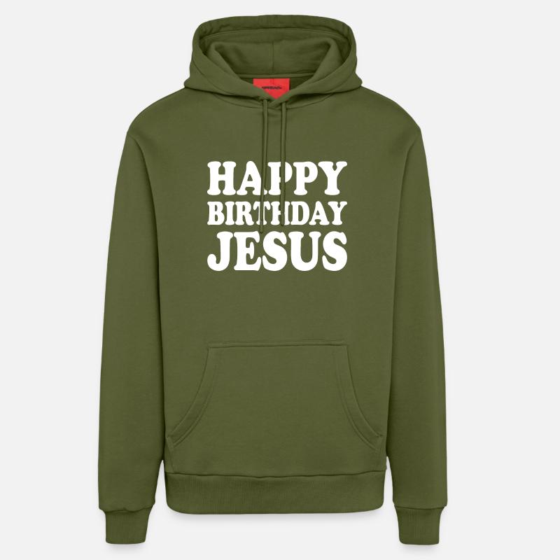 Happy birthday jesus - Sweat à capuche bio décontracté fabriqué en UE - MOSS GREEN