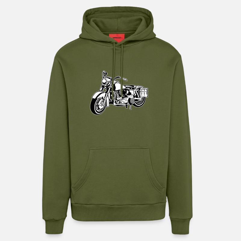 moto Chopper 10_schwarz blanc - Sweat à capuche bio décontracté fabriqué en UE - MOSS GREEN