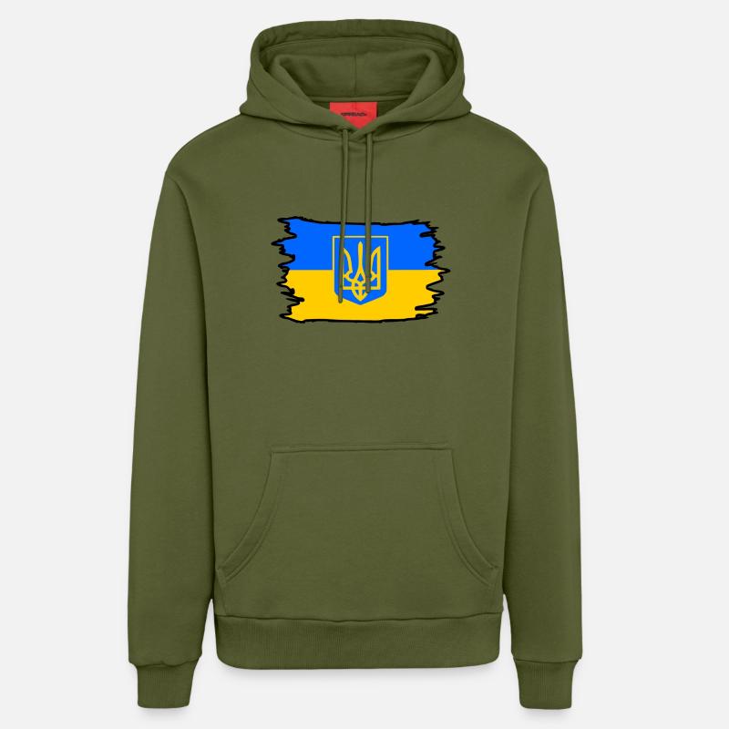 Ukraine - Sweat à capuche bio décontracté fabriqué en UE - MOSS GREEN