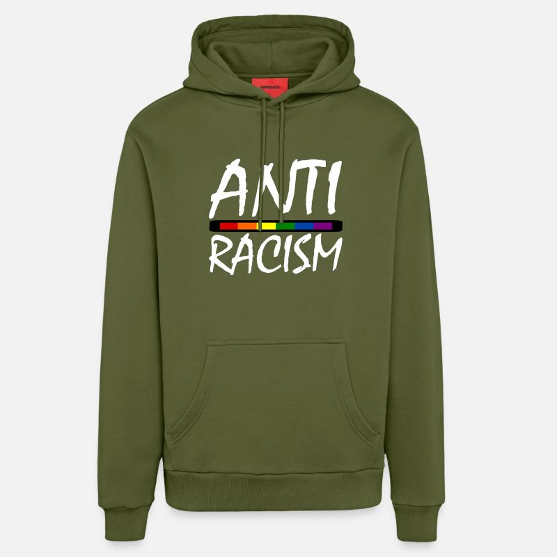 RACISME - Sweat à capuche bio décontracté fabriqué en UE - MOSS GREEN