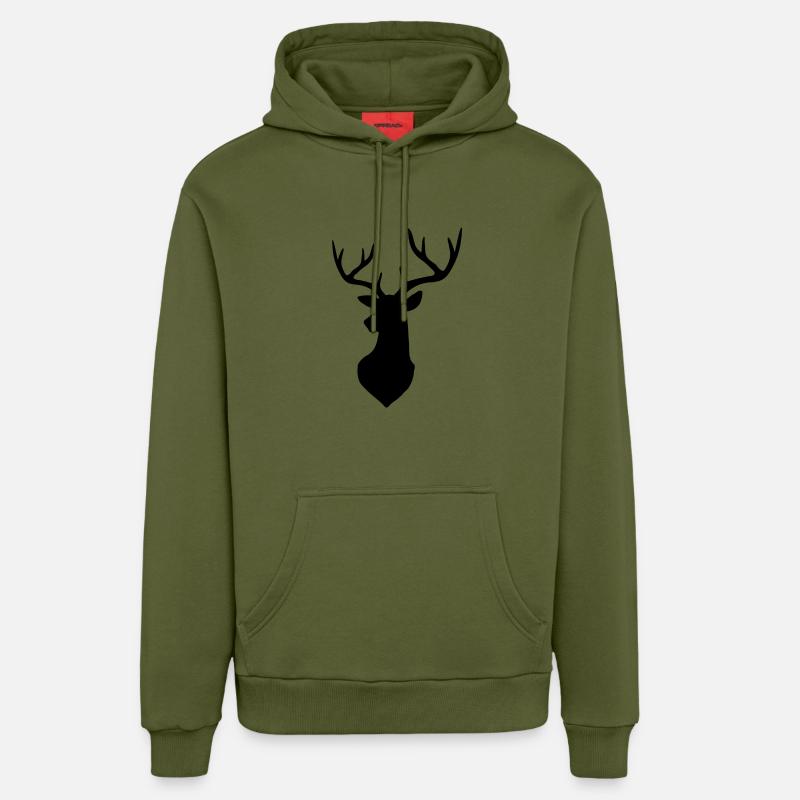 Cerf - Sweat à capuche bio décontracté fabriqué en UE - MOSS GREEN