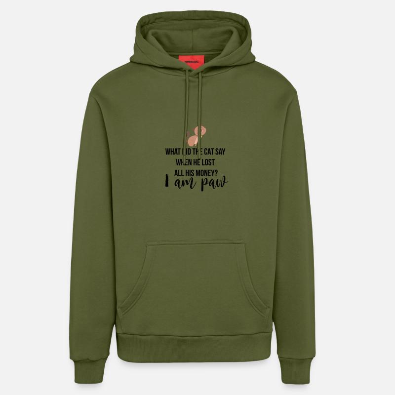 Qu'est-ce que le chat dit - Sweat à capuche bio décontracté fabriqué en UE - MOSS GREEN
