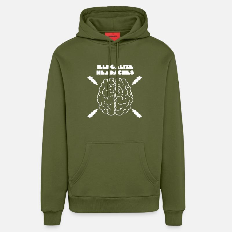 illegalize maux de tête - Sweat à capuche bio décontracté fabriqué en UE - MOSS GREEN