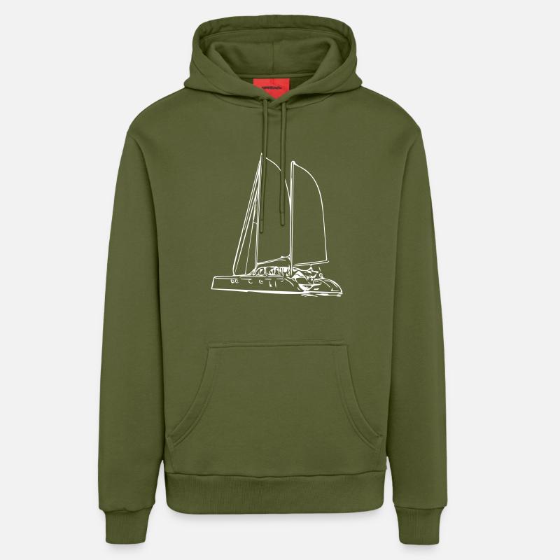 Yacht à voile - Sweat à capuche bio décontracté fabriqué en UE - MOSS GREEN