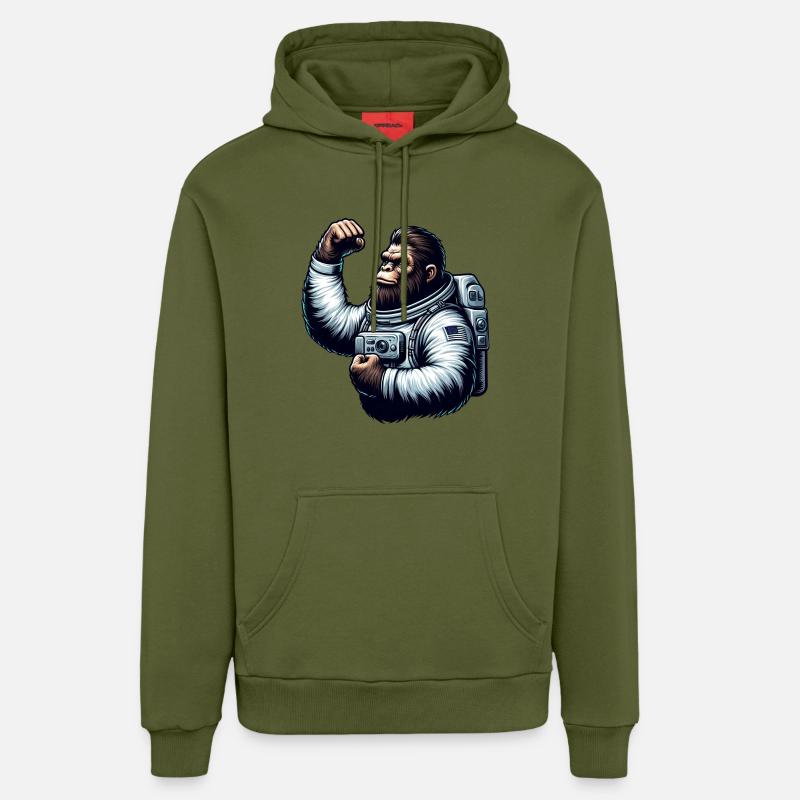Astronaute Singe Chimpanzé Gorille - Sweat à capuche bio décontracté fabriqué en UE - MOSS GREEN