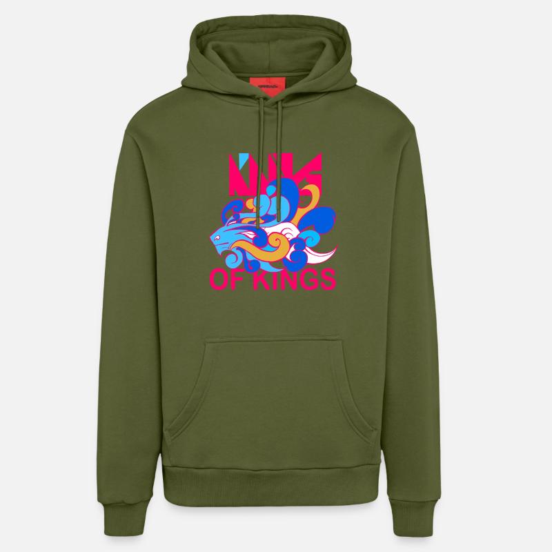 King 4 All SummerS - Sweat à capuche bio décontracté fabriqué en UE - MOSS GREEN