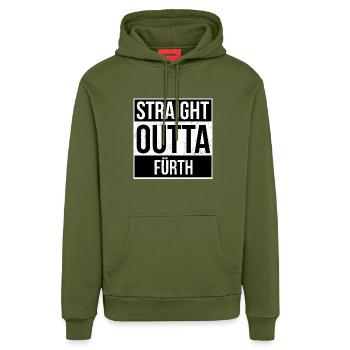 Straight Outta Fürth - Organic Relaxed Hoodie Made in EU - MOSS GREEN - Vorne