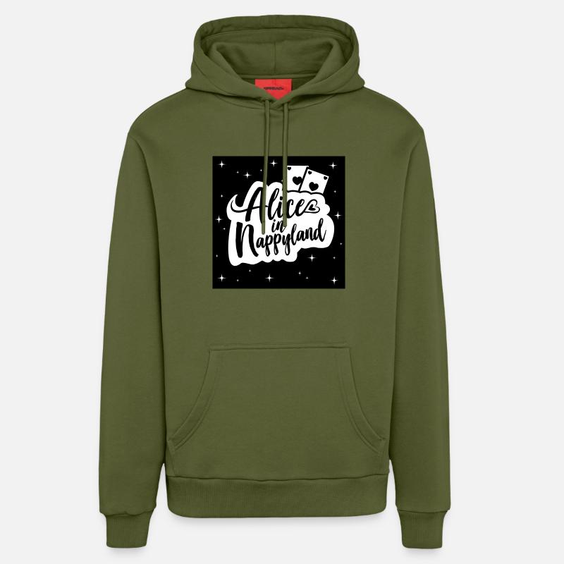 Alice au Nappyland 1 - Sweat à capuche bio décontracté fabriqué en UE - MOSS GREEN