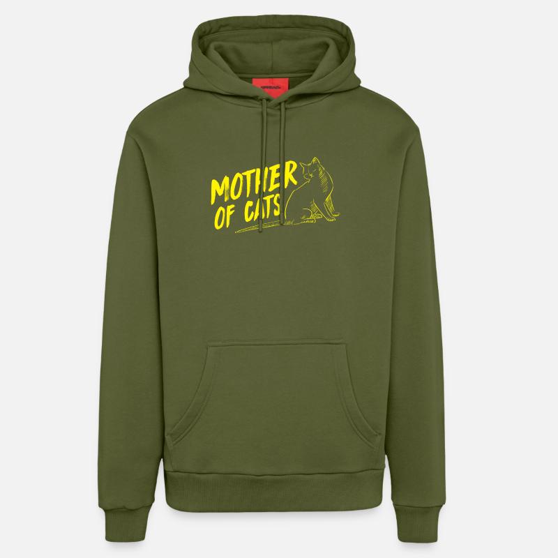 chat Mère de chats - Sweat à capuche bio décontracté fabriqué en UE - MOSS GREEN