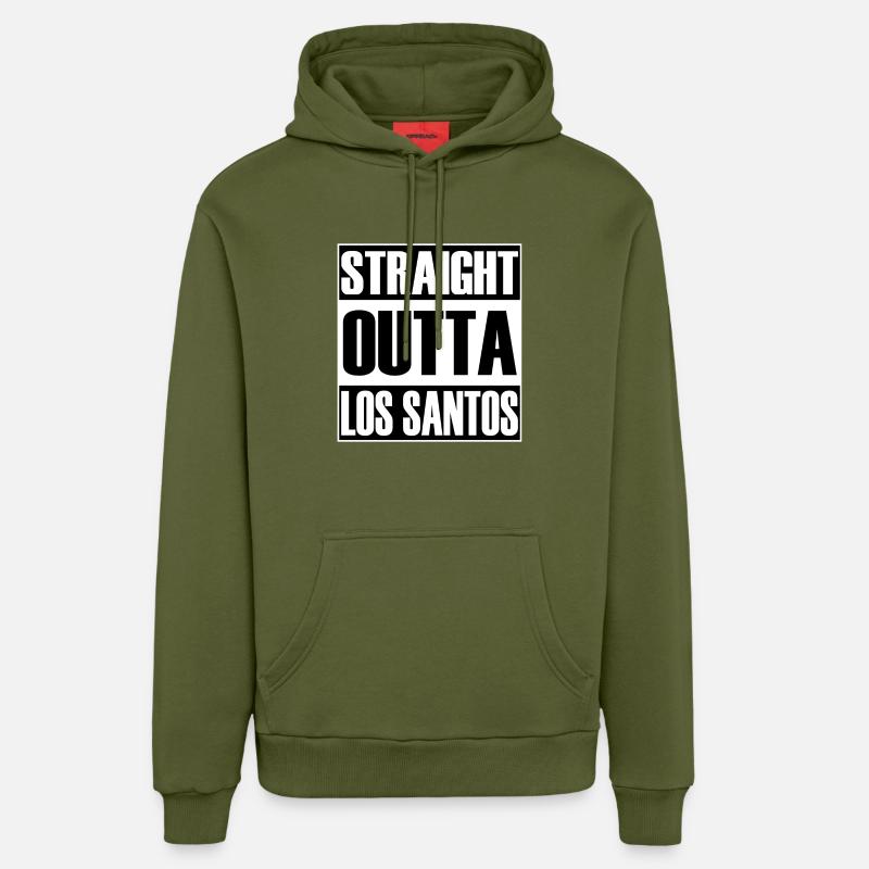 Straight Outta Los Santos - Sweat à capuche bio décontracté fabriqué en UE - MOSS GREEN