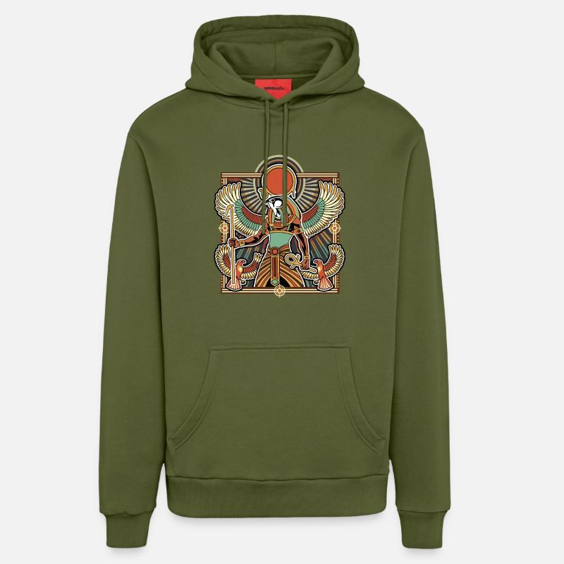RA Dieu du Soleil ÉGYPTE - Sweat à capuche bio décontracté fabriqué en UE - MOSS GREEN