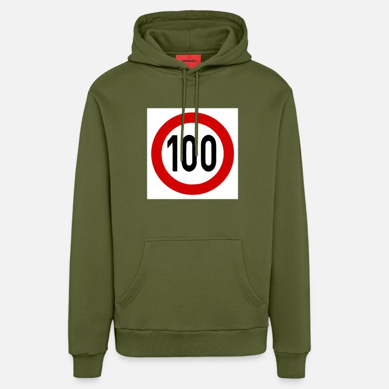 Limite de vitesse 100 - Sweat à capuche bio décontracté fabriqué en UE - MOSS GREEN