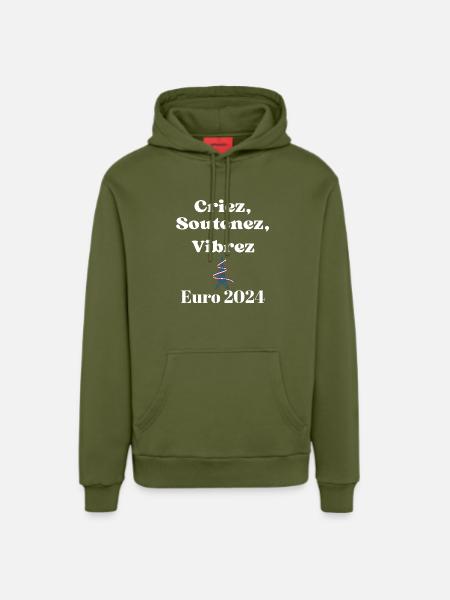 Shout, support, vibrate - Organic Relaxed Hoodie Made in EU - MOSS GREEN