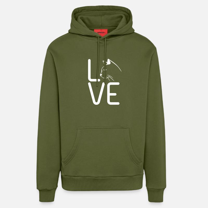 AMOUR CAT - Sweat à capuche bio décontracté fabriqué en UE - MOSS GREEN
