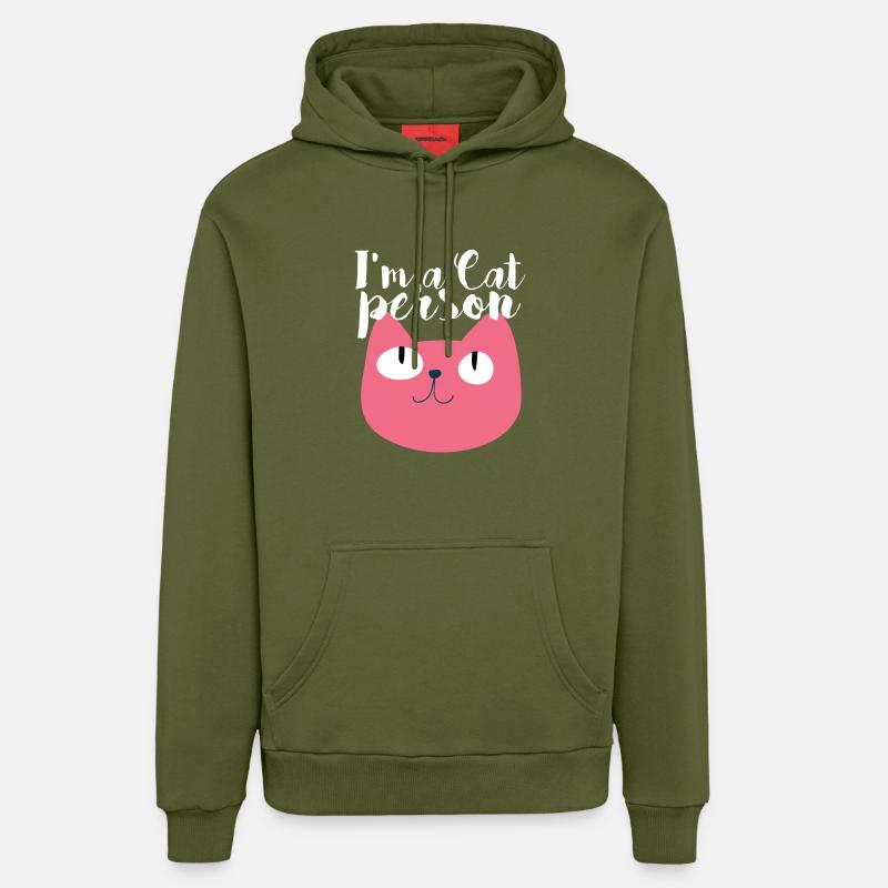 Chat drôle - Sweat à capuche bio décontracté fabriqué en UE - MOSS GREEN