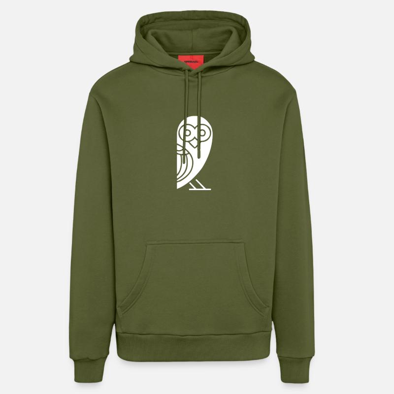 Chouette de grands yeux - Sweat à capuche bio décontracté fabriqué en UE - MOSS GREEN
