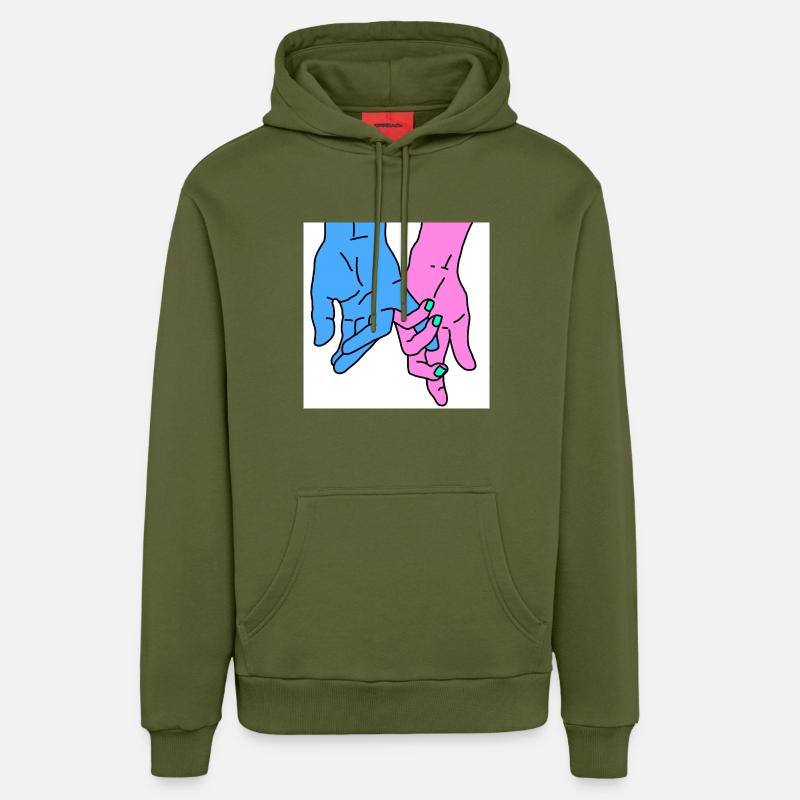 hands rosa - Organic Relaxed Hoodie Made in EU - MOSS GREEN
