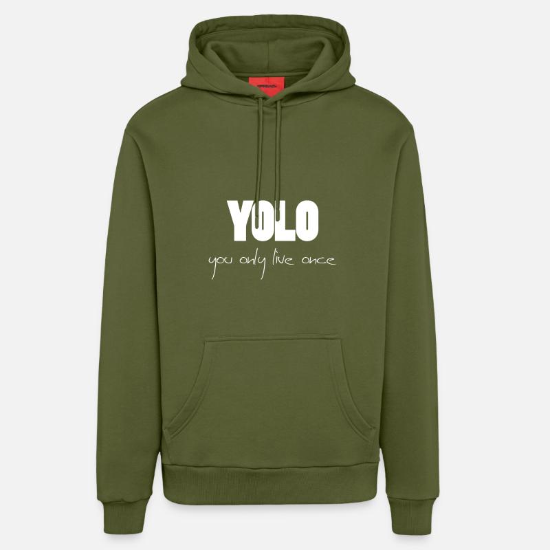 YOLO - blanc -1 - Sweat à capuche bio décontracté fabriqué en UE - MOSS GREEN