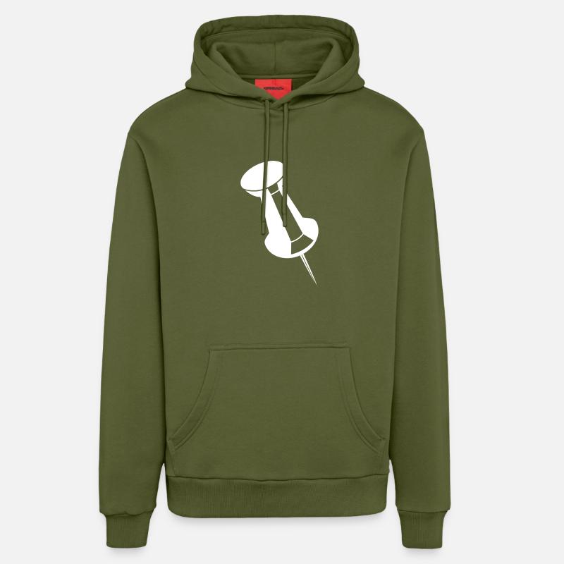 Pin Pinnnadel Office aiguille - Sweat à capuche bio décontracté fabriqué en UE - MOSS GREEN