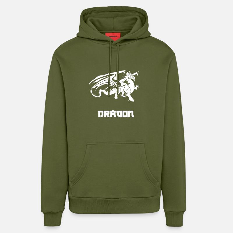 Drache - Organic Relaxed Hoodie Made in EU - MOSS GREEN