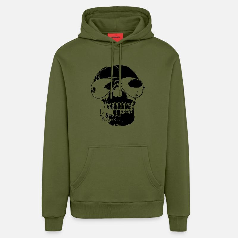Cool Skull - Sweat à capuche bio décontracté fabriqué en UE - MOSS GREEN