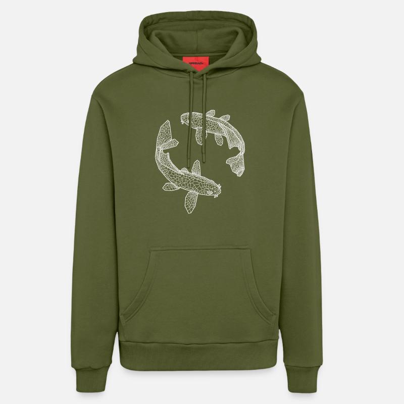 blanc de poisson - Sweat à capuche bio décontracté fabriqué en UE - MOSS GREEN