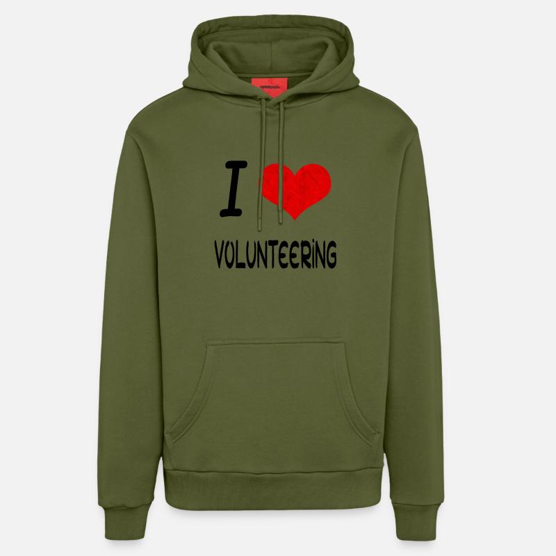 J'aime Hobby Présent bday BÉNÉVOLAT - Sweat à capuche bio décontracté fabriqué en UE - MOSS GREEN
