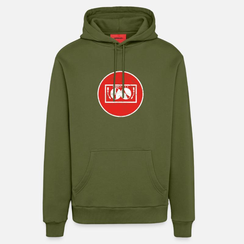 Gift TECHNO DJ ELECTRO - Organic Relaxed Hoodie Made in EU - MOSS GREEN
