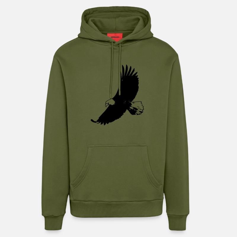 eagle - Sweat à capuche bio décontracté fabriqué en UE - MOSS GREEN