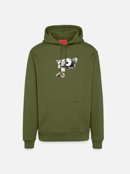 Sketchy Tarsier - Organic Relaxed Hoodie Made in EU - MOSS GREEN