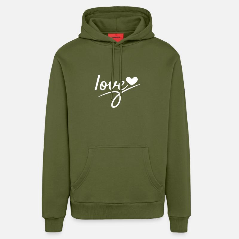 Love Valentine's Day Romantic - Sweat à capuche bio décontracté fabriqué en UE - MOSS GREEN