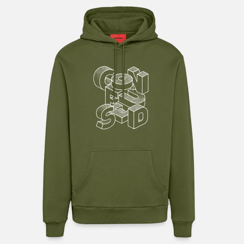 embrouillé - Sweat à capuche bio décontracté fabriqué en UE - MOSS GREEN