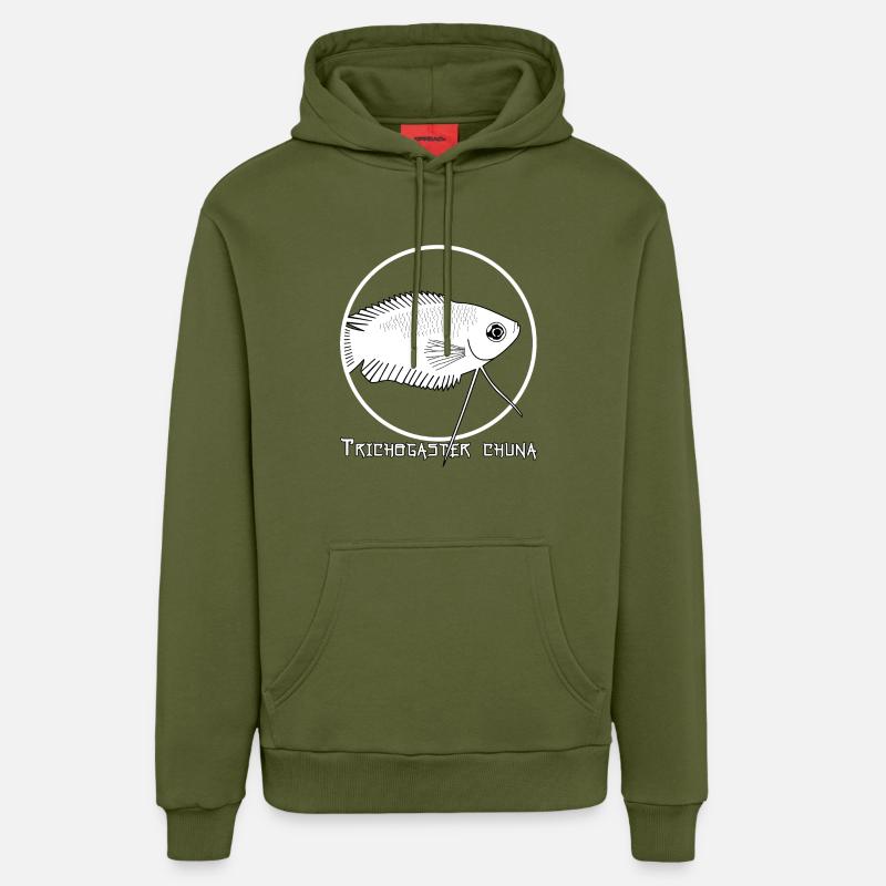Trichogaster chuna - Sweat à capuche bio décontracté fabriqué en UE - MOSS GREEN